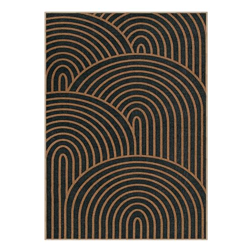 Modern Rainbow Easy Jute Carpet (5' x 7' (Rectangular) / Black/Multi-rainbow-1)