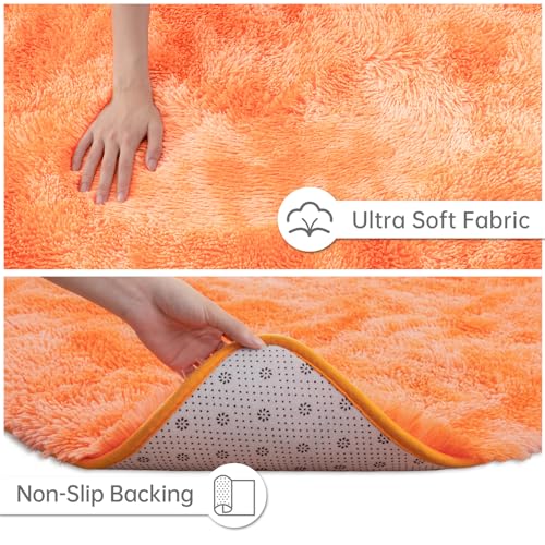 Fluffy Rug for Bedroom Living Room (4' x 6' / Orange)