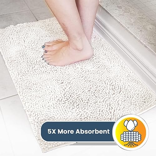 Super Water Absorbent Door Mat Indoor (White / 19" x 30")
