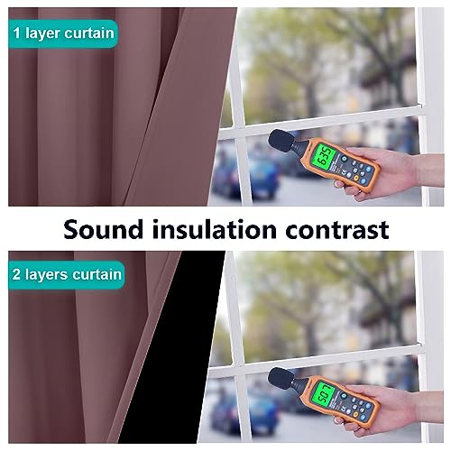 100% Blackout Short Curtains with Black Liners (Dry Rose / 37"W x 40"L (Pack of 2))