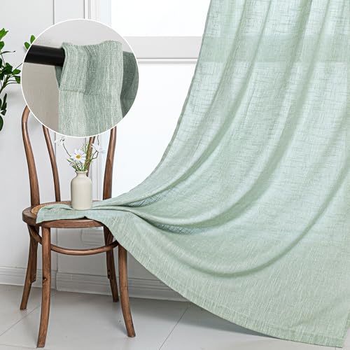 95 Inch Curtains Farmhouse Light Filtering Privacy Curtain Drapes for Patio Door Living Room (50"W x 95"L (Pack of 2) / Aqua)