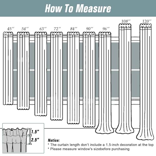White Window Sheer Curtains 45 Inches Length (42"W x 45"L (Pack of 2) / White)