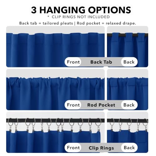 Rod Pocket and Back Tab Blackout Curtains for Bedroom Solid Room Darkening Curtains 42Wx63L Inch Royal Blue 2 Panels (Royal Blue / 42"W x 63"L (Pack of 2))