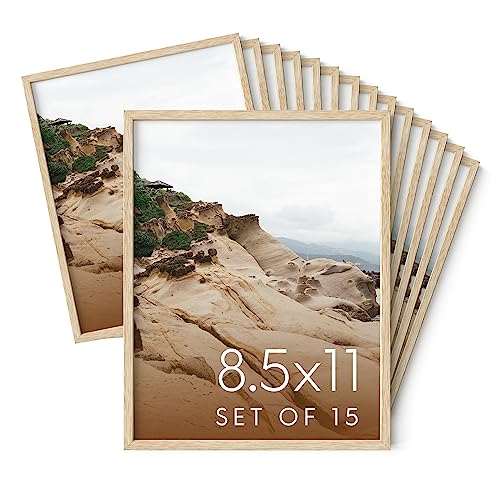 8.5x11 Natural Oak Wood Picture Frames Set of 15 (Set of 15 / Beige Oak / 8.5x11 in)