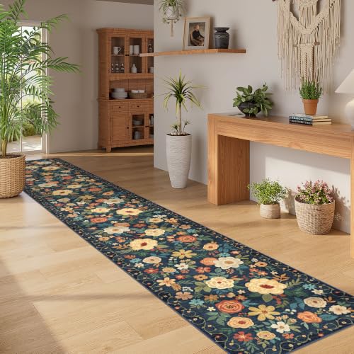 2x12 Washable Runner Rug (Navy Blue / 2' x 12' (Rectangular))