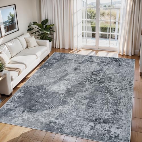 6x9 Area Rugs for Living Room Washable Bedroom Dining Room Black (Black / 6' x 9' (Rectangular))
