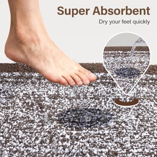 Bathroom Rugs 30x20 Non Slip Washable (Brown / 1'8" x 2'6" (Rectangular))