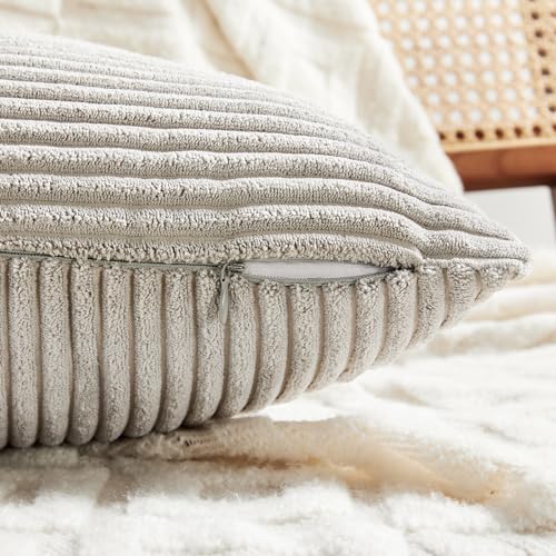 2 Packs Neutral Grey Lumbar Decorative Throw Pillow Covers 16x28 Inch for Living Room Couch Bed Sofa (Neutral Grey / 28" x 16" (Pack of 2))