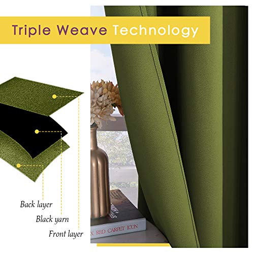 Blackout Curtains & Drapes for Bedroom (Olive Green / 34"W x 40"L (Pack of 2))