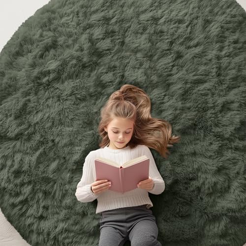 Olive Green Round Rugs for Bedroom (6 Ft Round / Olive Green)