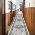 Hallway Washable Runner Rug (2'6" x 12' (Rectangular) / Grey)