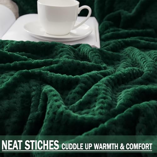 Large Waffle Fleece Throw Blanket for Couch (Green / 50x70 in)
