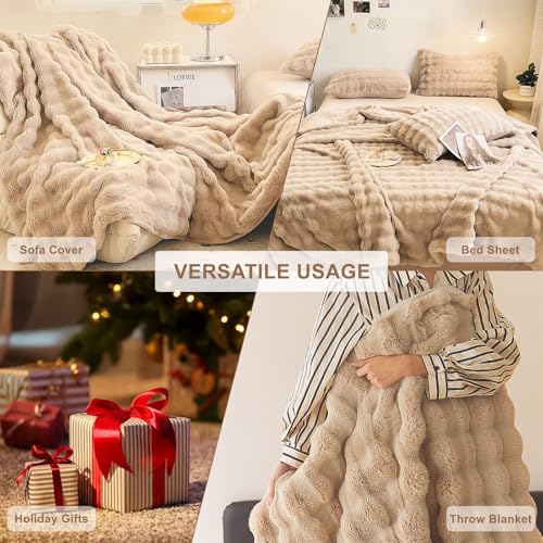 Plush Sofa Slipcovers Washable Couch Cover for Sofa Super Soft Faux Fur Sofa Covers for 3 Couch Cousion Soild Khaki Rabbit Plush Couch Cushion Covers for Kids Pets (71" x 150" / Z-plush:khaki)