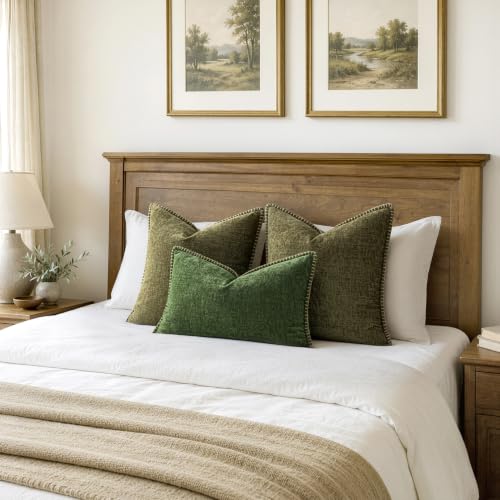Decorative Couch Throw Pillow Covers 18x18 Inch Olive Green 2 Pack (Olive Green / 18" x 18" (Pack of 2))