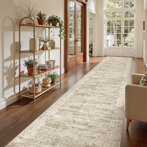 2'6 x 14' Runner Rug Non Slip (Brown/Ivory / 2'6" x 14' (Runner))