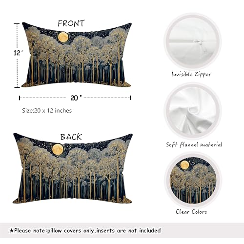 Rustic Dark William Morris Night Forest Moon Decor Pillow Covers 20x12 (Forest-moon 16 / 20" x 12" (Pack of 1))