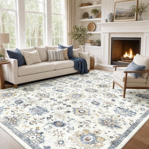 Amada 8x10 Washable Area Rug for Living Room (8' x 10' (Rectangular) / Blue/White)