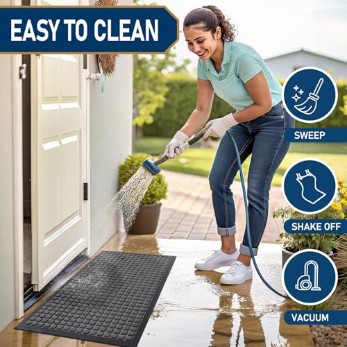 Front Door Mat Outside Entrance (Grey / 47" X 23")