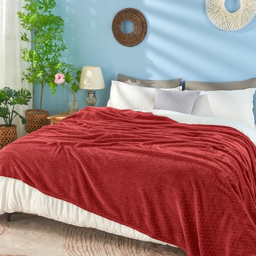 Ruby Red Fleece Throw Blanket for Couch (Ruby Red / Throw/Travel-50x60 IN)