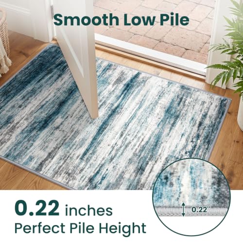 Abstract Small Area Rugs 2x3 Washabl Rugs Fro Entryway Blue (Blue / 2' x 3' (Rectangular))