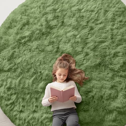 Green Round Rugs for Bedroom (8 Ft Round / Green)