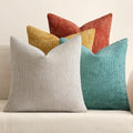 Decorative Chenille Fall Pillow Covers Orange Teal 20x20 Pack of 4 (20" x 20" (Pack of 4) / Orange Teal)