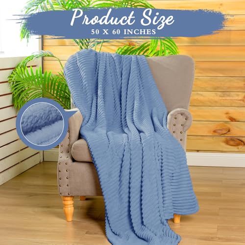 6 Pcs Flannel Blankets Bulk (Royal Blue)