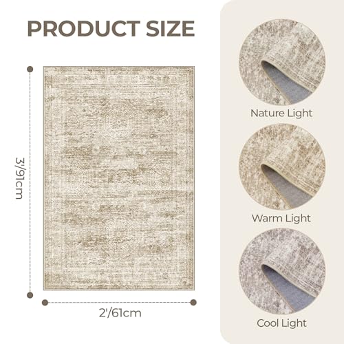 2x3 Rug Non Slip (Brown/Ivory / 2' x 3' (Rectangular))