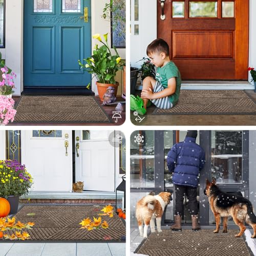 Front Door Mat Outside Entrance (Brown / 59" X 23")