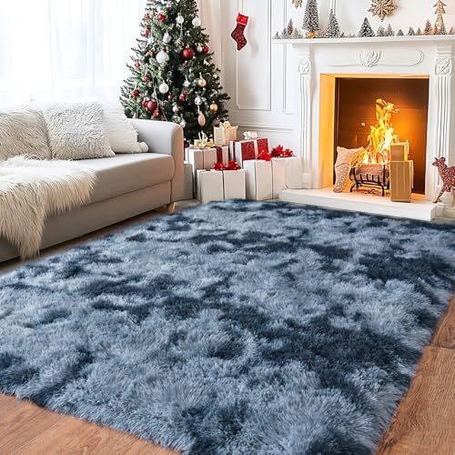 Super Fluffy Area Rug for Living Room 5x7 (Blue Grey / 5' x 7' (Rectangular))