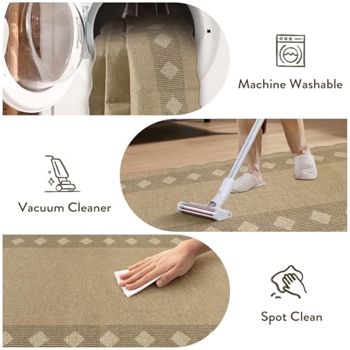 Easy Jute 5x7 Outdoor Rug for Living Room (5‘ x 7’ / Tan/Diamond)
