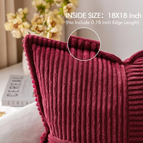 Decorative Throw Pillow Covers for Couch 18x18 Inch Burgundy 2 Pack (Burgundy / 18" x 18" (Pack of 2))