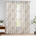 Vintage Floral Linen Curtains 90 Long for Living Room 2 Panels (Black on Beige / 42"W x 90"L (Pack of 2))