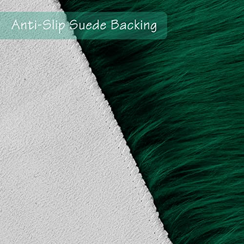 Emerald Green Faux Sheepskin Runner Rugs 2x6 ft (Emerald Green / 2' x 6' (Runner))