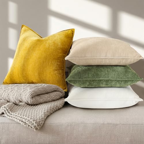 Chenille Black Velvet Throw Pillow Covers 26x26 Set of 2 (Black / 26" x 26" (Pack of 2))