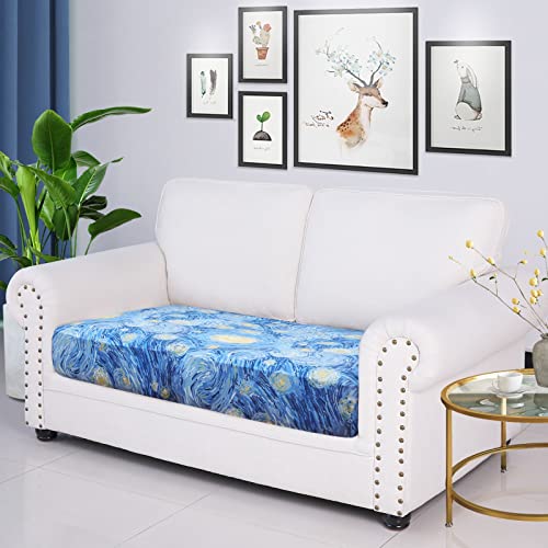 Printed Couch Cushion Covers (Light Blue / Seat Cover Medium)