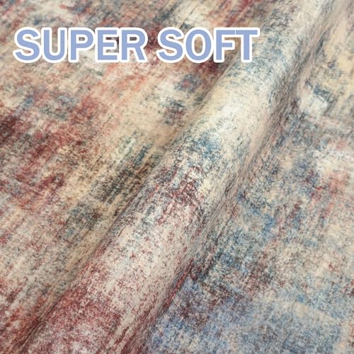 Abstract Runner Rug 2x10 Ft Washable Runners for Hallways (Red/Multi / 2' x 10' (Rectangular))