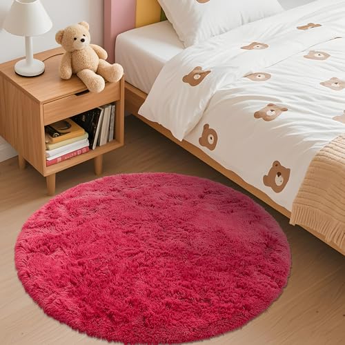 Red Round Rugs for Bedroom (3 Ft Round / Red)