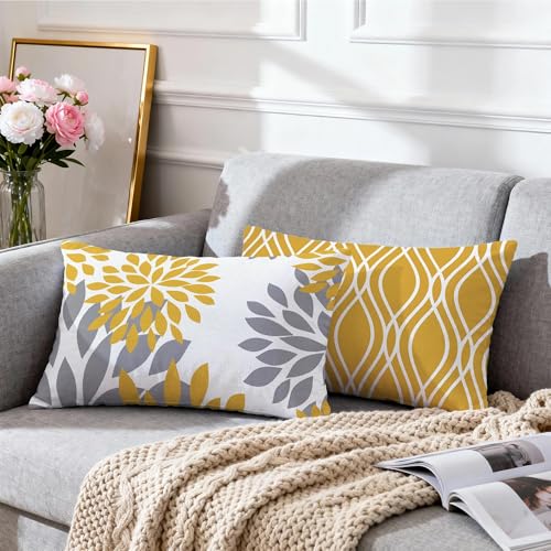Throw Pillow Covers 12x20 (Yellow / 20" x 12" (Pack of 4))