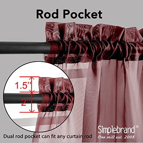 Red Sheer Curtains 84 Inches Long (Burgundy / 42"W x 84"L (Pack of 2))