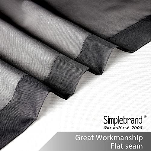 Black Short Sheer Curtains 45 Inch Length for Small Windows (Black / 42"W x 45"L (Pack of 2))