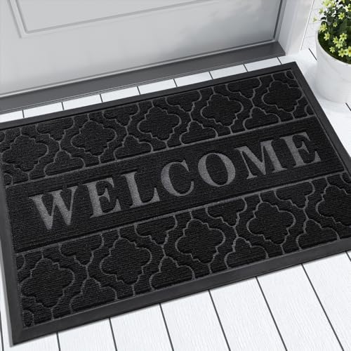 Welcome Mat Outdoor Indoor (47x32 Inch / Black)