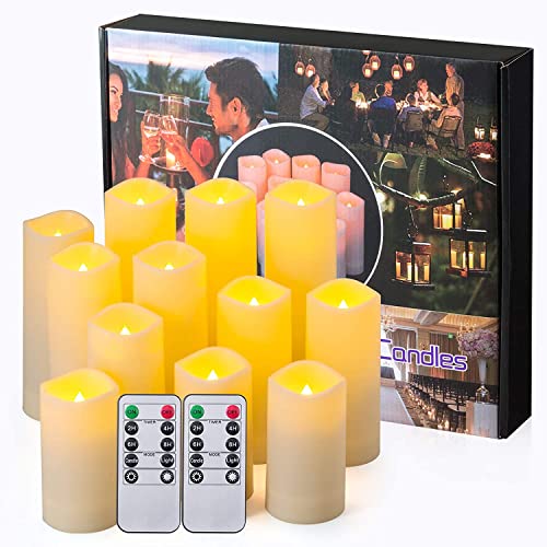 12 Pack Flameless Candles Battery Operated Waterproof Led Candles (12 Pack Ivory)