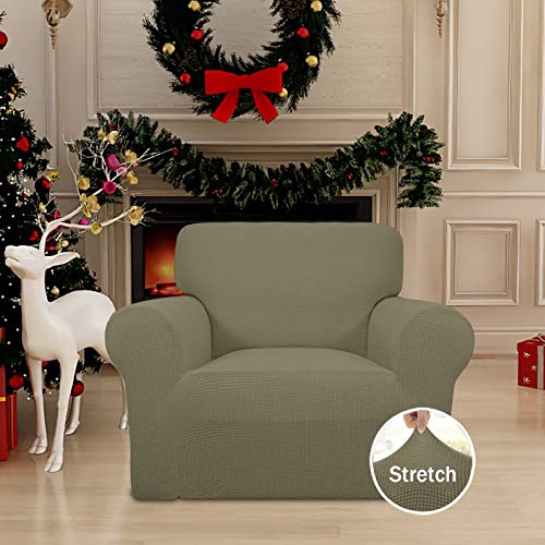 Stretch Chair Slipcover with Arm Washable Khaki (Small Chair / Khaki)