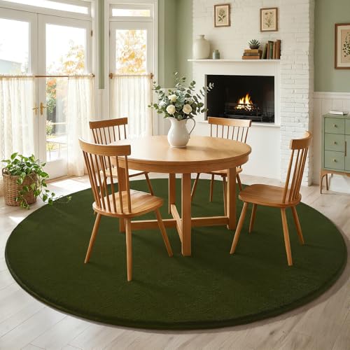 Olive Green Round Area Rugs 5ft Circle Rugs for Bedroom Living Room (5' (Round) / Olive Green)