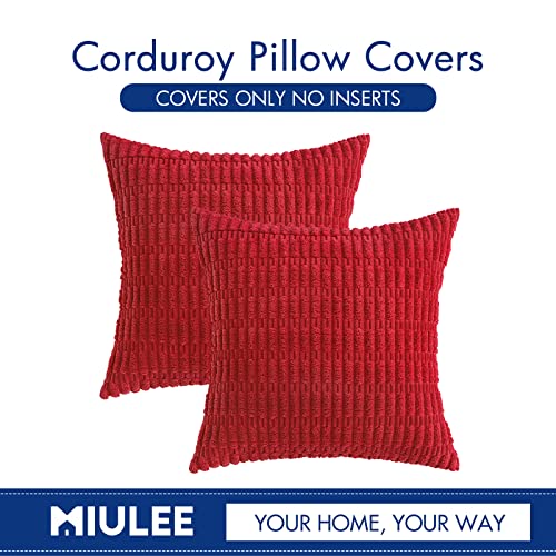 Christmas Corduroy Decorative Throw Pillow Covers 18x18 Red (Red / 18" x 18" (Pack of 2))