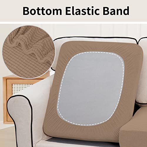Stretch 2 Pieces Loveseat Couch Cushion Cover for 2 Seat (2-piece / Camel)