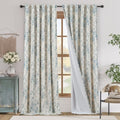 Floral Linen Blackout Curtains for Bedroom 96 Inches Long (Blue / 50"W x 96"L (Pack of 2))