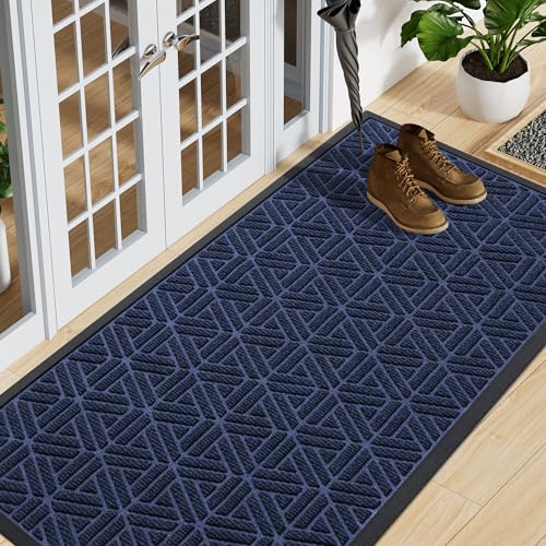 Front Door Mat Outside Entrance (Navy Blue / 59" X 23")