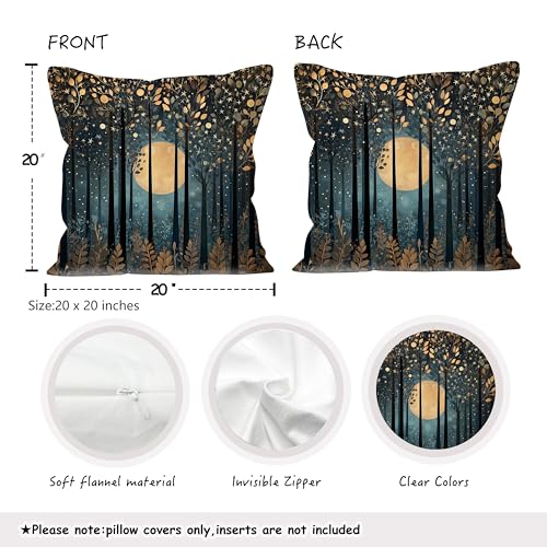 Vintage William Morris Inspired Gold Moon Pillow Covers 18x18 Set of 2 (Forest-black and Gold -24 / 18" x 18" (Pack of 1))